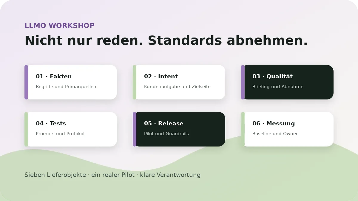 LLMO-Workshop für Marketing-Teams: Standards und Lieferobjekte - Vorschau